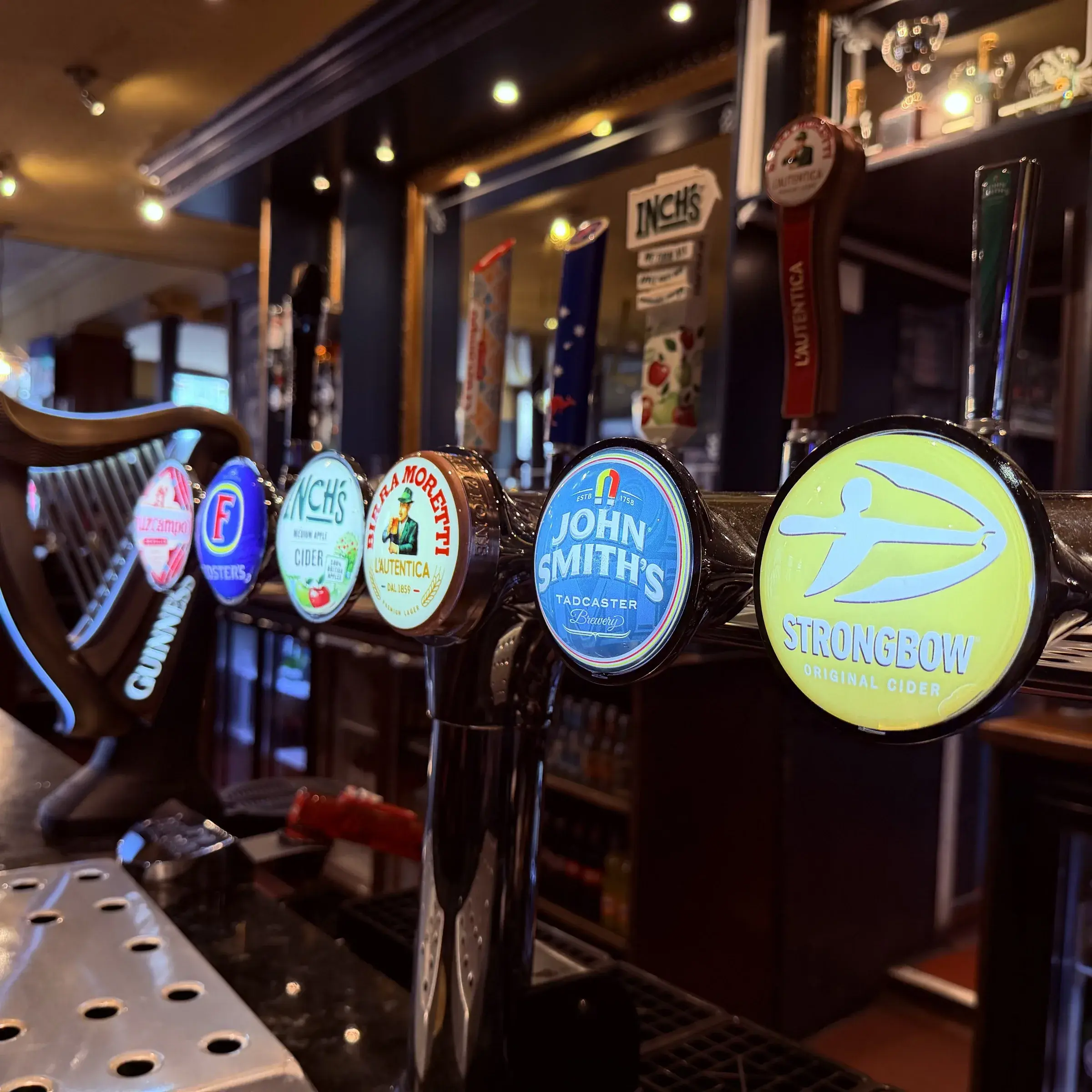 Beer taps at the bar